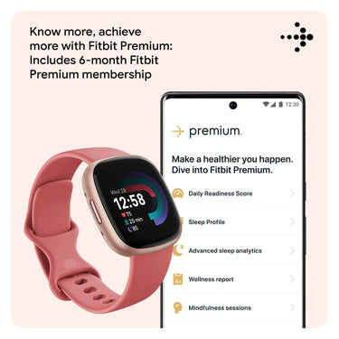 Fitbit Versa 4 Fitness Smartwatch with GPS, 24/7 Heart Rate - Pink Sand/Copper Rose