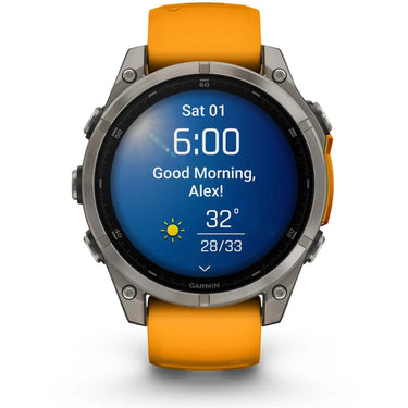 Garmin Fenix 8 47 mm, AMOLED, Sapphire,Titanium with Spark Orange Silicone Band