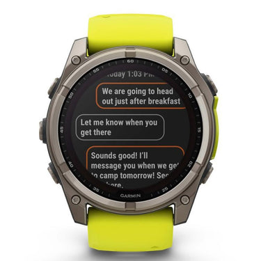 Garmin Fenix 8 51mm, Solar Sapphire, Titanium with Amp Yellow/Graphite Silicone Band