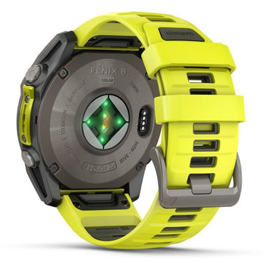 Garmin Fenix 8 47 mm, Solar Sapphire, Titanium with Amp Yellow/Graphite Silicone Band