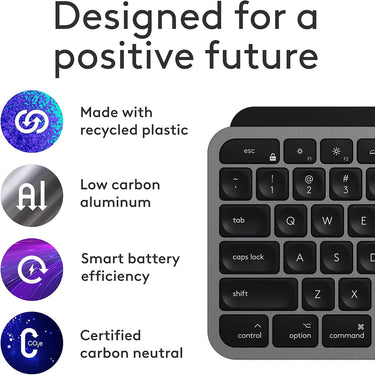 Logitech MX Keys S Combo for Mac, Wireless Keyboard, Mouse, Palm Rest - Space Grey
