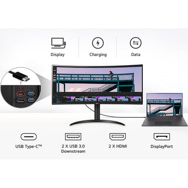 LG 34-inch Curved UltraWide WQHD HDR 10 100Hz Monitor - 34WR55QK-B - Open Box