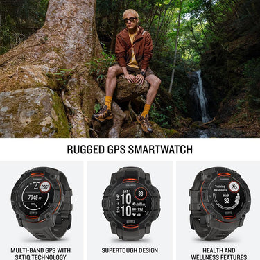 Garmin Instinct 3 - 50 mm Outdoor GPS Smartwatch, SOLAR, Black with Charcoal Band