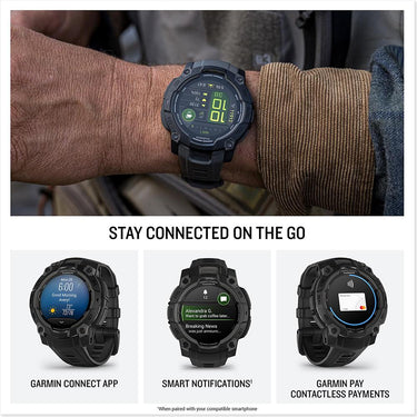Garmin Instinct 3 - 45 mm Outdoor GPS Smartwatch, AMOLED, Black with Black Band