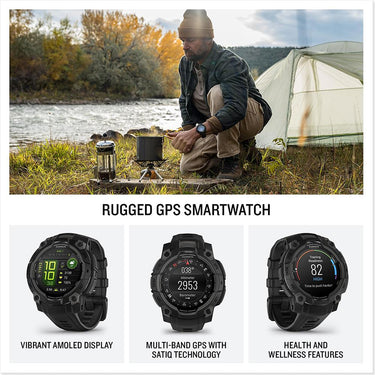 Garmin Instinct 3 - 45 mm Outdoor GPS Smartwatch, AMOLED, Black with Black Band