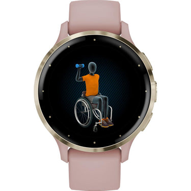 Garmin Venu 3S Health Fitness GPS Smartwatch Gold Steel Bezel w/ Dust Rose Case (41mm)