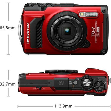 OM SYSTEM Olympus Tough TG-7 12MP 4K 2160p Underwater Camera, Red (V110030RU000)