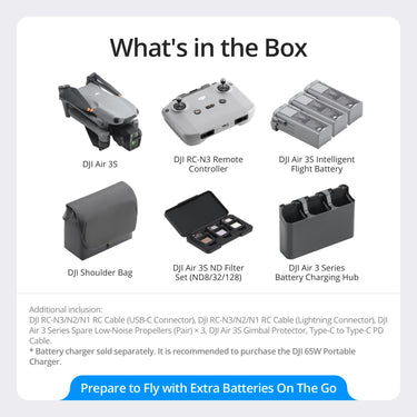 DJI Air 3S Fly More Combo (RC-N3) 4K Dual-Camera Drone 1" CMOS, 45Min Flight