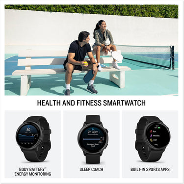Garmin VIVOACTIVE 6 Health and Fitness GPS Smartwatch, Black with Silicone Band
