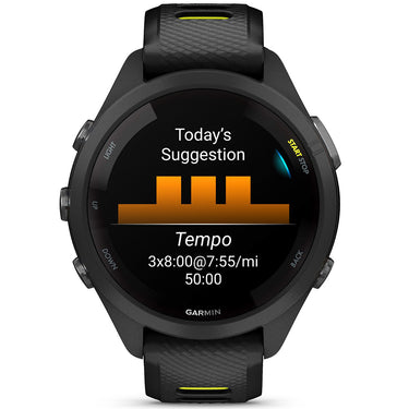 Garmin Forerunner 265S GPS Smartwatch Black/Amp Yellow with Charging Dock Bundle