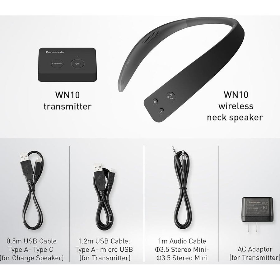 Panasonic WN10 Wireless Wearable TV Neck Speaker, Bluetooth, Built-in Microphone