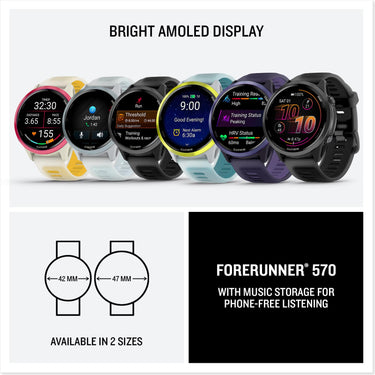 Garmin Forerunner 570 - 42mm GPS Smartwatch, Aluminum and Bone/Mango Band