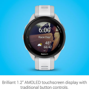 Garmin Forerunner 165 Sport Watch Gray + Whitestone with Charging Dock Bundle