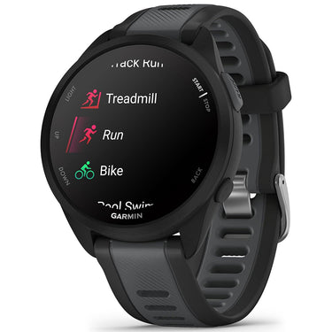 Garmin Forerunner 165 Music Sport Watch Black + Gray with Charging Dock Bundle