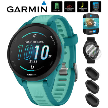 Garmin Forerunner 165 Music Smart Sport Watch, Turquoise +Aqua + 2 Year Warranty Bundle