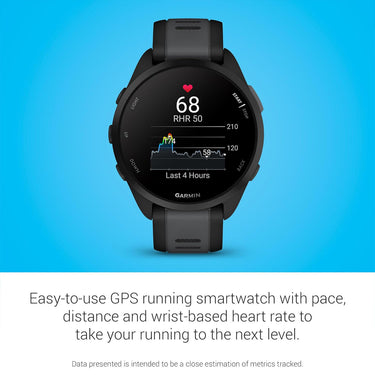 Garmin Forerunner 165 Smart Sport Watch, Black + Slate Gray w/ Accessories Bundle