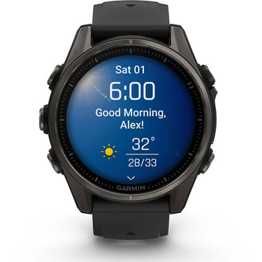 Garmin Fenix 8 43mm Smartwatch, Sapphire, Carbon Gray DLC Titanium + Accessories Bundle