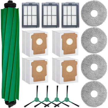 Deco Essentials 16Pcs Replacement Kits for iRobot Roomba Plus, Brushes, Filters, Bags&Mop Cloths