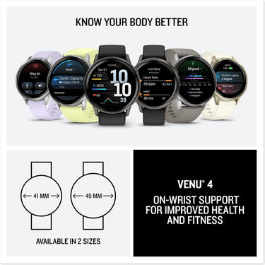 Garmin Venu 4, 45 mm Health & Fitness GPS Smartwatch, Slate with Black Silicone Band