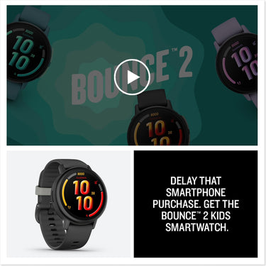 Garmin Bounce 2 Kids Smartwatch with Calling, Slate Gray