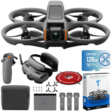 DJI Avata 2 Fly More Combo (3 Batteries) FPV Drone with 128GB Care Bundle