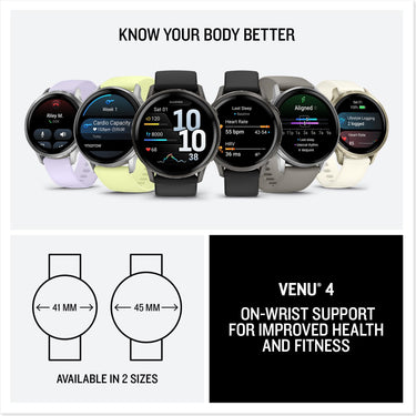 Garmin Venu 4 41mm GPS Smartwatch Slate w/ Black Bundle +Dock Dust Covers Screen Guards