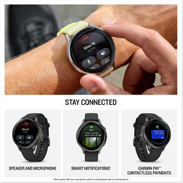 Garmin Venu 4 45mm GPS Smartwatch Slate w/ Black Bundle +Dock Dust Covers Screen Guards