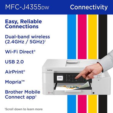 Brother INKvestment 4355 Wireless All-in-One Inkjet Printer + Color Cartridges Bundle