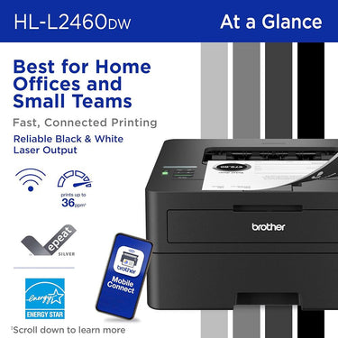 Brother HLL2460DW SOHO Laser Printer + 26 Months Protection Bundle