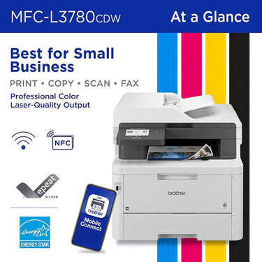 Brother MFCL3780CDW Digital Color All-in-One Laser Printer + 26 Months Protection Bundle