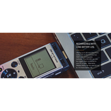 OM SYSTEM Olympus WS-882 Digital Voice Recorder, Silver/Black (V420330SU000)