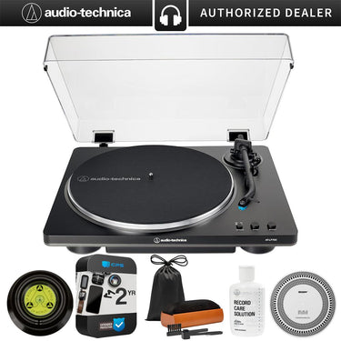 Audio-Technica Fully Automatic Belt-Drive Turntable, Black/Silver + 2 Year Warranty Pack