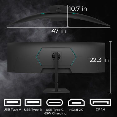 Deco Gear 49" Curved Ultrawide Monitor DQHD 5120x1440, 120Hz, 65W USB-C, KVM, HDR