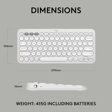 Logitech Core Pebble Keys 2 K380S Wireless Keyboard in Tonal White - 920-011776