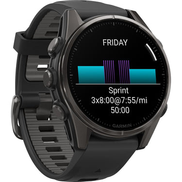 Garmin Fenix 8 43 mm, AMOLED, Sapphire,Carbon Gray DLC Titanium w/ Black Silicone Band