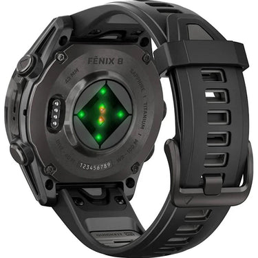Garmin Fenix 8 43 mm, AMOLED, Sapphire,Carbon Gray DLC Titanium w/ Black Silicone Band