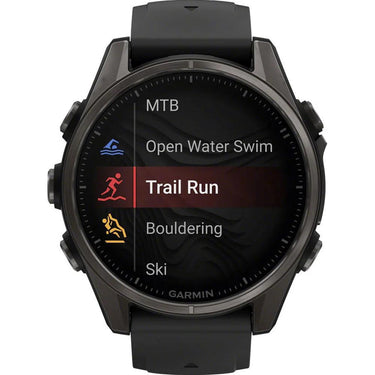 Garmin Fenix 8 43 mm, AMOLED, Sapphire,Carbon Gray DLC Titanium w/ Black Silicone Band