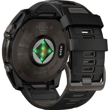 Garmin Fenix 8 51mm Solar Sapphire, Carbon Gray DLC Titanium w/ Black/Pebble Gray Band