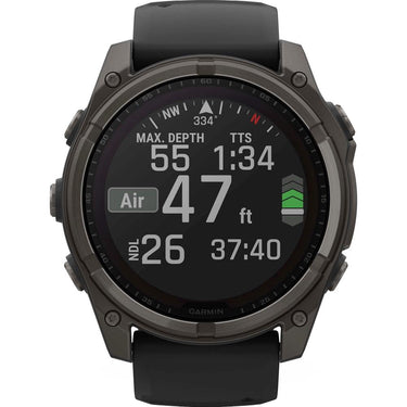 Garmin Fenix 8 51mm Solar Sapphire, Carbon Gray DLC Titanium w/ Black/Pebble Gray Band