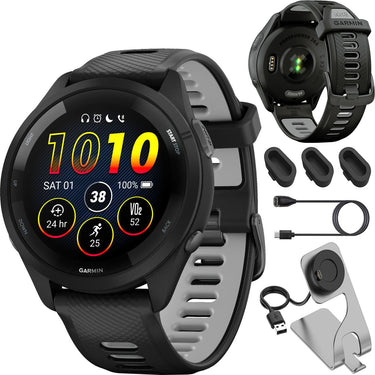 Garmin Forerunner 265 GPS Smartwatch - 46mm + Charging Dock + Dust Cover Bundle