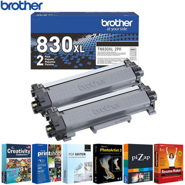 Brother High-Yield Toner Black Twin Pack with Tech Smart USA Printer Softwares