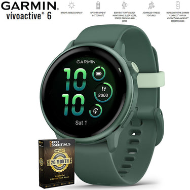 Garmin VIVOACTIVE 6 Fitness GPS Smartwatch Green with Band + 26 Month Protection