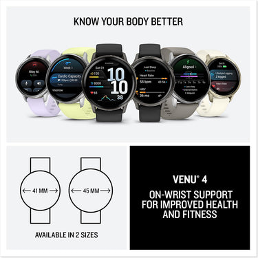 Garmin Venu 4, 41 mm GPS Smartwatch, Slate w/ Black Silicone Band + Accessories Bundle