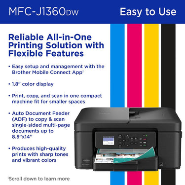 Brother Work Smart 1360 Wireless Color All-in-One Printer w/ Print Like A Pro Bundle