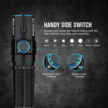 OLIGHT Warrior 3S 2,300 Lumens High Beam Tactical Flashlight, Black