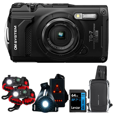 OM Systems Olympus Tough TG-7 4K Underwater Camera Black with Safety Bundle + 64GB Card