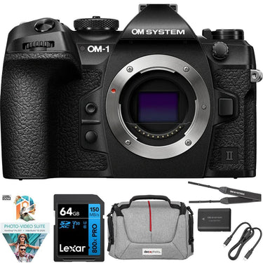 OM Systems Olympus OM-1 Mark II 20MP 4K Mirrorless Camera Body + 64GB Memory Bundle