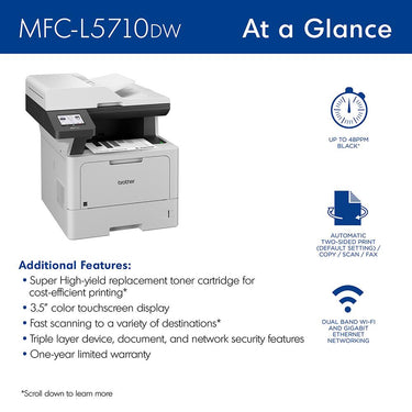 Brother Business Monochrome Laser All-in-One Printer w/ Print Like A Pro Bundle