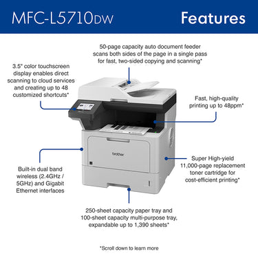 Brother Business Monochrome Laser All-in-One Printer with Software Bundle