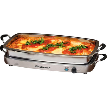 Elite Gourmet EWM-9933 7.5-Qt Triple Buffet Server and Warming Tray; Stainless | Open Box